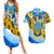Ukraine Archangel Michael Couples Matching Summer Maxi Dress and Hawaiian Shirt with Trident Emblem and Sunflowers Design