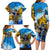 Ukraine Archangel Michael Family Matching Long Sleeve Bodycon Dress and Hawaiian Shirt with Trident Emblem and Sunflowers Design