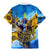 Ukraine Archangel Michael Family Matching Mermaid Dress and Hawaiian Shirt with Trident Emblem and Sunflowers Design