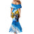 Ukraine Archangel Michael Family Matching Mermaid Dress and Hawaiian Shirt with Trident Emblem and Sunflowers Design