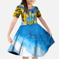 Ukraine Archangel Michael Family Matching Off Shoulder Maxi Dress and Hawaiian Shirt with Trident Emblem and Sunflowers Design