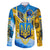 Ukraine Archangel Michael Family Matching Off Shoulder Maxi Dress and Hawaiian Shirt with Trident Emblem and Sunflowers Design
