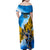 Ukraine Archangel Michael Family Matching Off Shoulder Maxi Dress and Hawaiian Shirt with Trident Emblem and Sunflowers Design