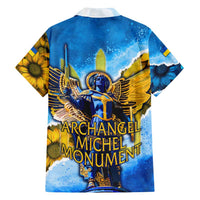Ukraine Archangel Michael Family Matching Puletasi and Hawaiian Shirt with Trident Emblem and Sunflowers Design