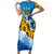 Ukraine Archangel Michael Family Matching Short Sleeve Bodycon Dress and Hawaiian Shirt with Trident Emblem and Sunflowers Design