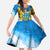 Ukraine Archangel Michael Family Matching Summer Maxi Dress and Hawaiian Shirt with Trident Emblem and Sunflowers Design