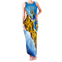 Ukraine Archangel Michael Family Matching Tank Maxi Dress and Hawaiian Shirt with Trident Emblem and Sunflowers Design