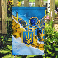 Ukraine Archangel Michael Garden Flag with Trident Emblem and Sunflowers Design
