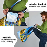 Ukraine Archangel Michael Grocery Bag with Trident Emblem and Sunflowers Design