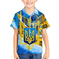 Ukraine Archangel Michael Hawaiian Shirt with Trident Emblem and Sunflowers Design