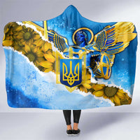 Ukraine Archangel Michael Hooded Blanket with Trident Emblem and Sunflowers Design