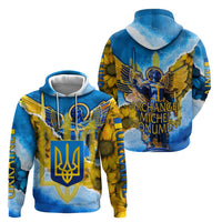 Ukraine Archangel Michael Hoodie with Trident Emblem and Sunflowers Design