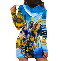 Ukraine Archangel Michael Hoodie Dress with Trident Emblem and Sunflowers Design