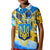 Ukraine Archangel Michael Kid Polo Shirt with Trident Emblem and Sunflowers Design