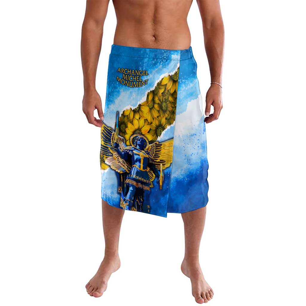 Ukraine Archangel Michael Lavalava with Trident Emblem and Sunflowers Design