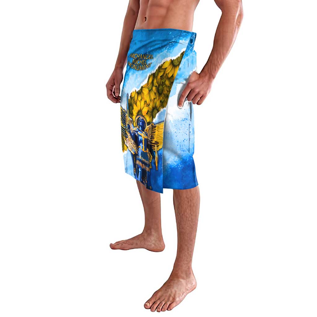 Ukraine Archangel Michael Lavalava with Trident Emblem and Sunflowers Design
