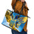 Ukraine Archangel Michael Leather Tote Bag with Trident Emblem and Sunflowers Design