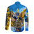 Ukraine Archangel Michael Long Sleeve Button Shirt with Trident Emblem and Sunflowers Design