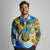 Ukraine Archangel Michael Long Sleeve Polo Shirt with Trident Emblem and Sunflowers Design