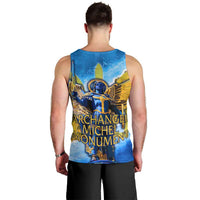 Ukraine Archangel Michael Men Tank Top with Trident Emblem and Sunflowers Design