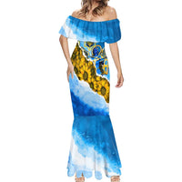 Ukraine Archangel Michael Mermaid Dress with Trident Emblem and Sunflowers Design
