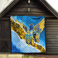 Ukraine Archangel Michael Quilt with Trident Emblem and Sunflowers Design