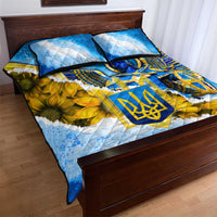 Ukraine Archangel Michael Quilt Bed Set with Trident Emblem and Sunflowers Design