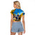 Ukraine Archangel Michael Raglan Cropped T Shirt with Trident Emblem and Sunflowers Design