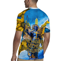 Ukraine Archangel Michael Rugby Jersey with Trident Emblem and Sunflowers Design
