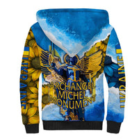 Ukraine Archangel Michael Sherpa Hoodie with Trident Emblem and Sunflowers Design