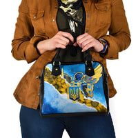 Ukraine Archangel Michael Shoulder Handbag with Trident Emblem and Sunflowers Design