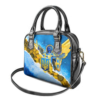 Ukraine Archangel Michael Shoulder Handbag with Trident Emblem and Sunflowers Design