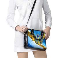 Ukraine Archangel Michael Shoulder Handbag with Trident Emblem and Sunflowers Design