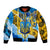 Ukraine Archangel Michael Sleeve Zip Bomber Jacket with Trident Emblem and Sunflowers Design