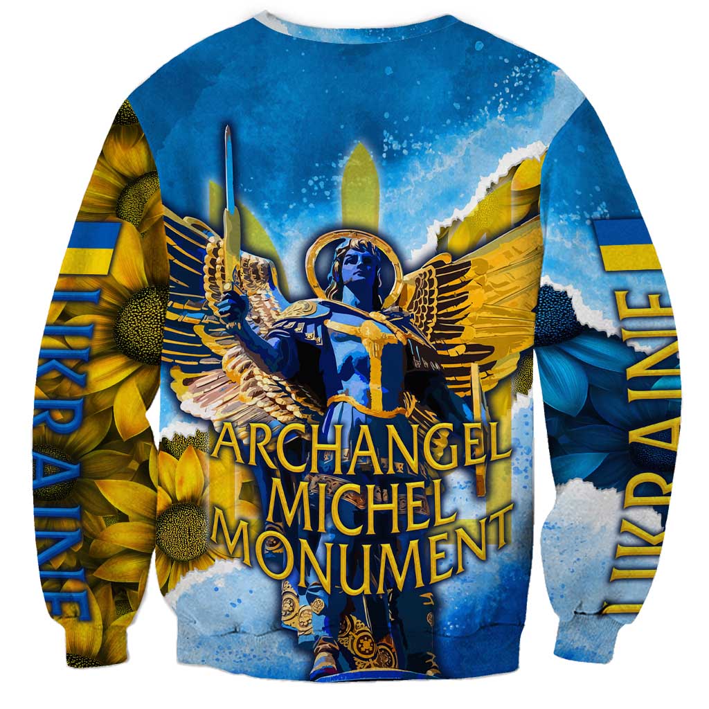 Ukraine Archangel Michael Sweatshirt with Trident Emblem and Sunflowers Design
