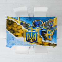 Ukraine Archangel Michael Tablecloth with Trident Emblem and Sunflowers Design
