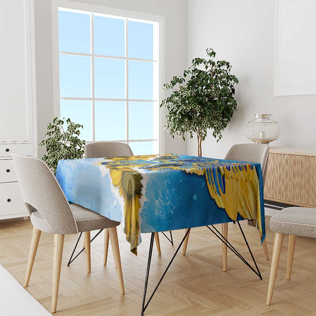 Ukraine Archangel Michael Tablecloth with Trident Emblem and Sunflowers Design