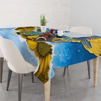 Ukraine Archangel Michael Tablecloth with Trident Emblem and Sunflowers Design