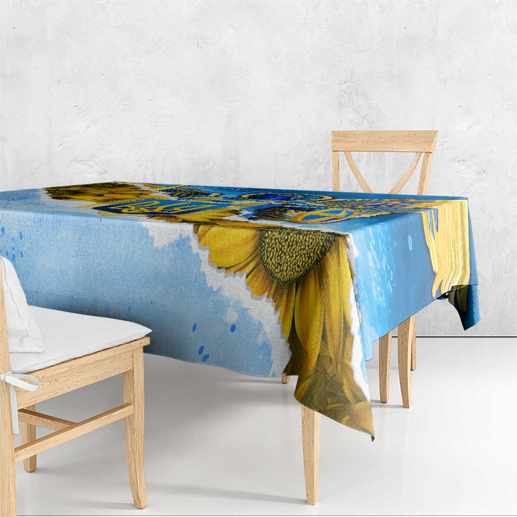 Ukraine Archangel Michael Tablecloth with Trident Emblem and Sunflowers Design