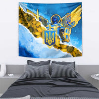 Ukraine Archangel Michael Tapestry with Trident Emblem and Sunflowers Design