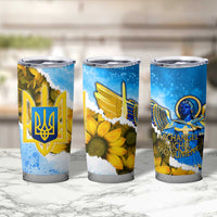 Ukraine Archangel Michael Tumbler Cup with Trident Emblem and Sunflowers Design