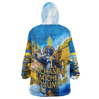Ukraine Archangel Michael Wearable Blanket Hoodie with Trident Emblem and Sunflowers Design