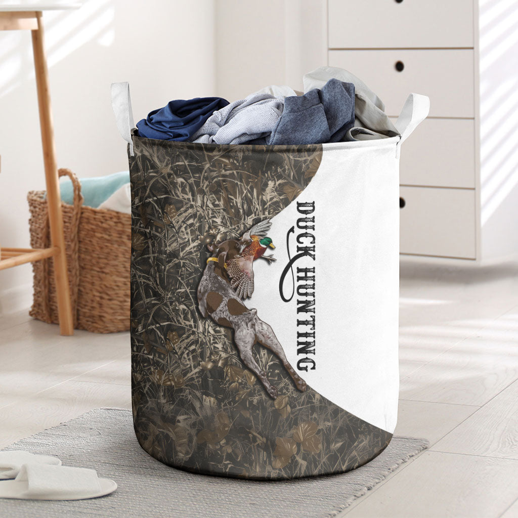 Duck Hunting Retriever Laundry Basket Mallard Shotgun Hunt with Camouflage Marsh Dog Artwork