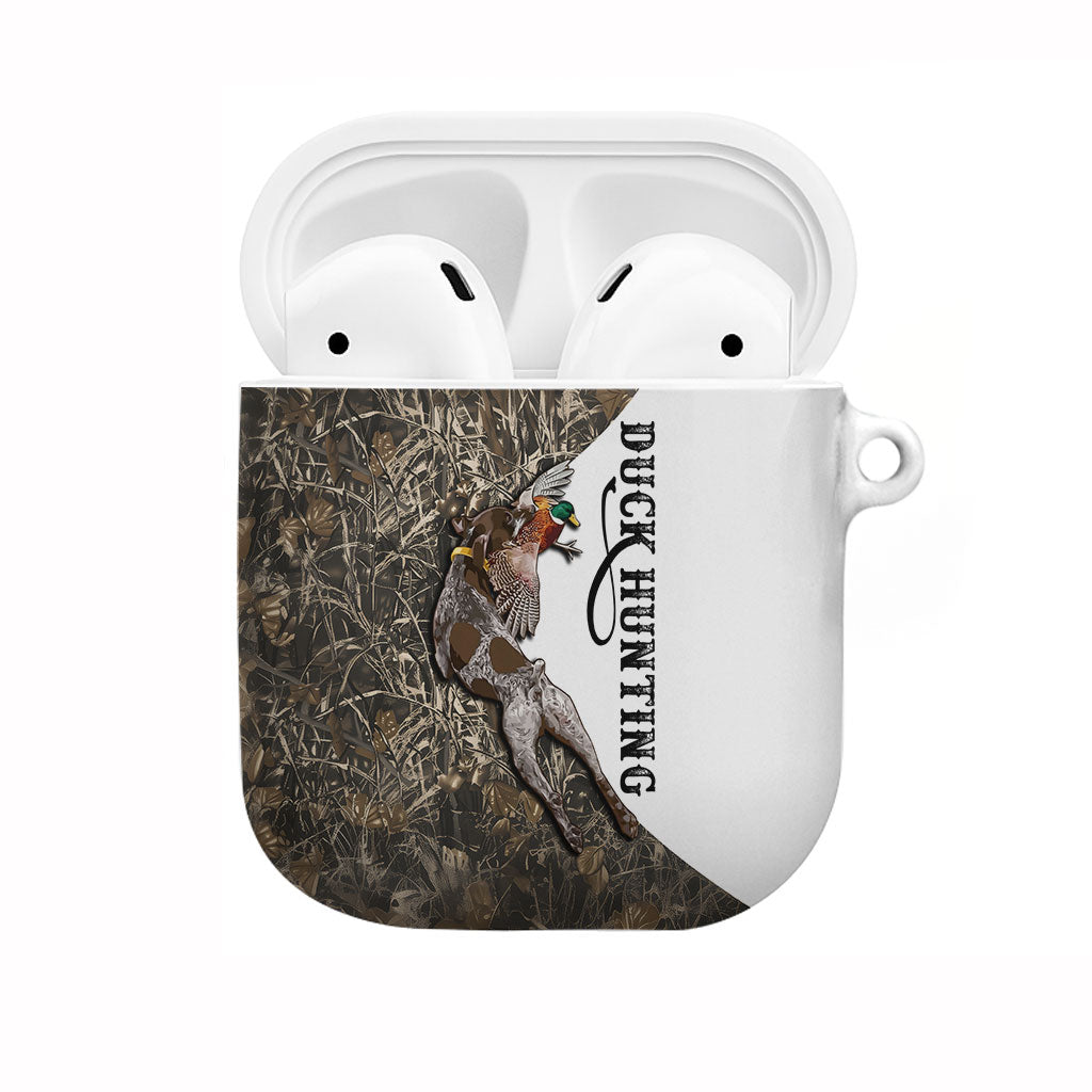 Duck Hunting Retriever AirPods Case Mallard Shotgun Hunt with Camouflage Marsh Dog Artwork