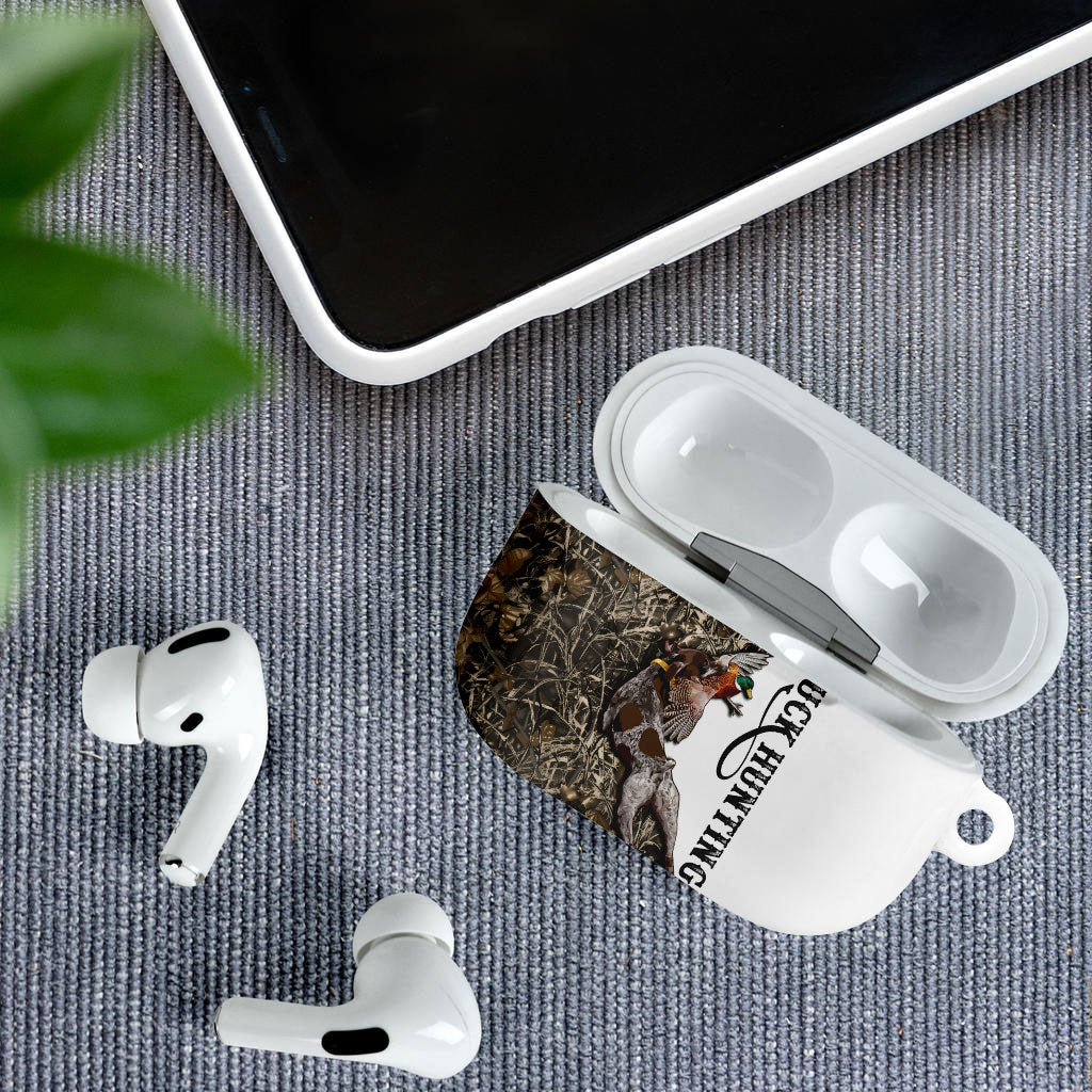 Duck Hunting Retriever AirPods Case Mallard Shotgun Hunt with Camouflage Marsh Dog Artwork