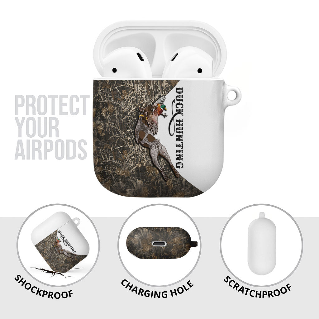 Duck Hunting Retriever AirPods Case Mallard Shotgun Hunt with Camouflage Marsh Dog Artwork