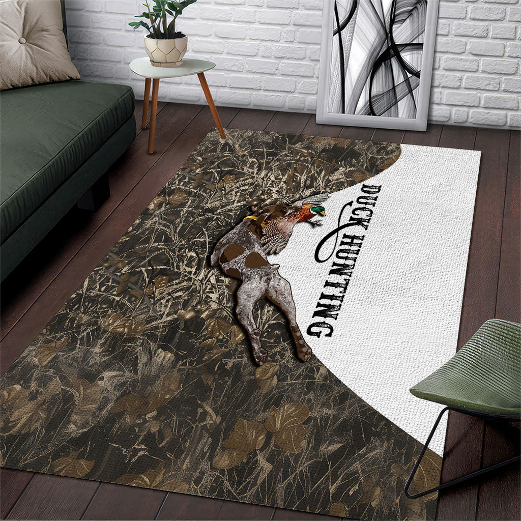 Duck Hunting Retriever Area Rug Mallard Shotgun Hunt with Camouflage Marsh Dog Artwork
