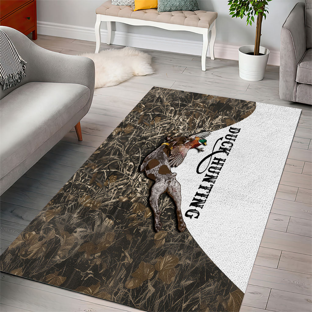 Duck Hunting Retriever Area Rug Mallard Shotgun Hunt with Camouflage Marsh Dog Artwork