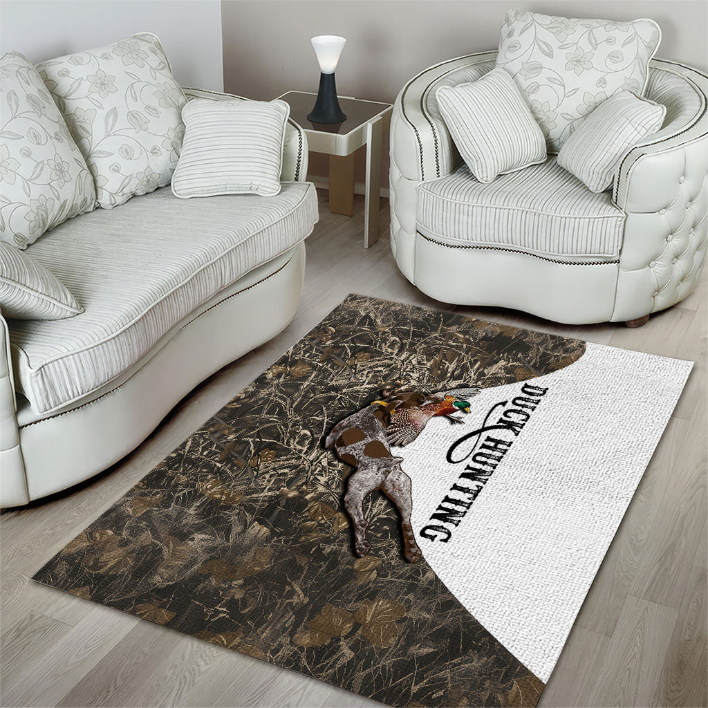 Duck Hunting Retriever Area Rug Mallard Shotgun Hunt with Camouflage Marsh Dog Artwork