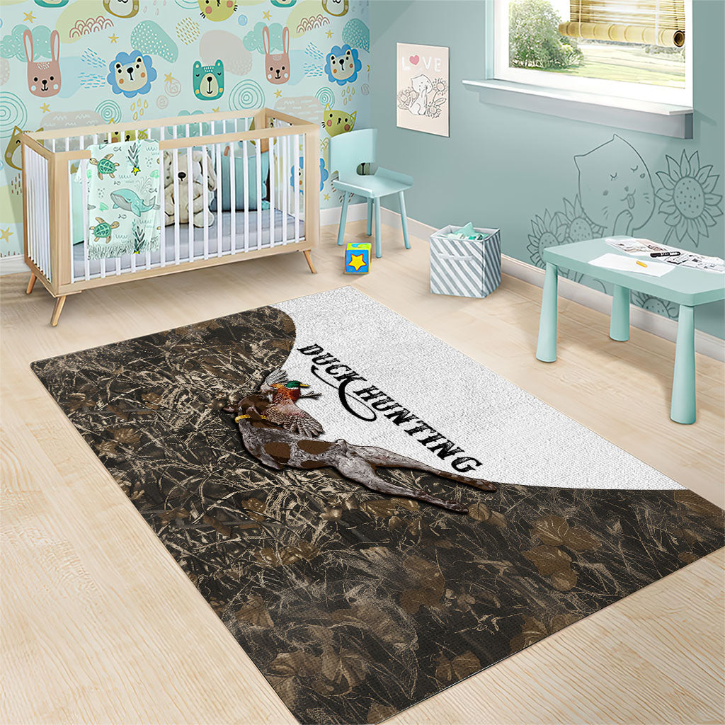 Duck Hunting Retriever Area Rug Mallard Shotgun Hunt with Camouflage Marsh Dog Artwork